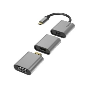 Hama Video-adapter-set 6in1 USB-C Mini-DisplayPort HDMI VGA Aluminium Hama Video-adapter-set 6in1 USB-C Mini-DisplayPort HDMI VGA Aluminium
