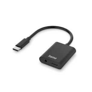 Hama 2in1 Audio-/oplaadadapter USB-C - USB-C En 3,5-mm-jack Audio Zwart Hama 2in1 Audio-/oplaadadapter USB-C - USB-C En 3,5-mm-jack Audio Zwart