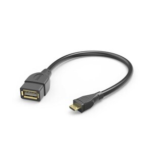 Hama USB-adapterkabel OTG Micro-USB-stekker - USB-A-aansluiting 15 Cm Zwart Hama USB-adapterkabel OTG Micro-USB-stekker - USB-A-aansluiting 15 Cm Zwart