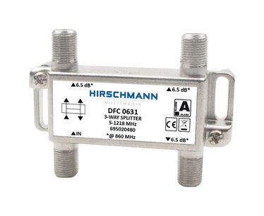 Hirschmann 695020480 Catv Splitter 5.8 Db / 5-1218 Mhz - 3 Uitgangen Hirschmann 695020480 Catv Splitter 5.8 Db / 5-1218 Mhz - 3 Uitgangen