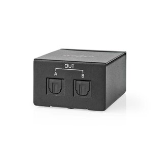 Nedis ASPL2512BK Toslink-splitter 2-wegs Input: Toslink Female Output: 2x Toslink Drukknop Metaal Zwart Nedis ASPL2512BK Toslink-splitter 2-wegs Input: Toslink Female Output: 2x Toslink Drukknop Metaal Zwart