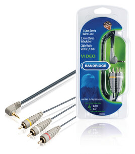 Bandridge BVL4202 Composiet Videokabel 3.5 Mm Male - 3x Rca Male 2.00 M Blauw Bandridge BVL4202 Composiet Videokabel 3.5 Mm Male - 3x Rca Male 2.00 M Blauw