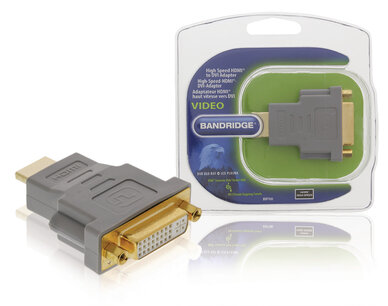 Bandridge BVP100 High Speed Hdmi Adapter Hdmi-connector - Dvi-d 24+1-pins Female Grijs Bandridge BVP100 High Speed Hdmi Adapter Hdmi-connector - Dvi-d 24+1-pins Female Grijs