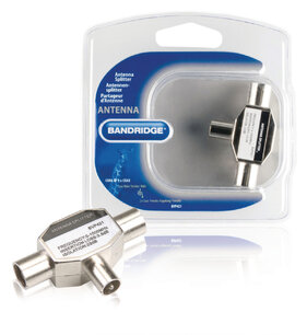 Bandridge BVP421 Coax Adapter Coax Male (iec) - 2x Coaxconnector Female (iec) Zilver Bandridge BVP421 Coax Adapter Coax Male (iec) - 2x Coaxconnector Female (iec) Zilver