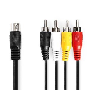 Nedis CAGL20400BK10 Din-audiokabel Din 5-pins Male 4x Rca Male Vernikkeld 1.00 M Rond Pvc Zwart Label Nedis CAGL20400BK10 Din-audiokabel Din 5-pins Male 4x Rca Male Vernikkeld 1.00 M Rond Pvc Zwart Label