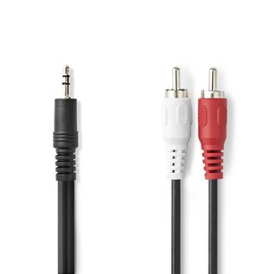 Nedis CAGL22200BK50 Stereo-audiokabel 3,5 Mm Male 2x Rca Male Vernikkeld 5.00 M Rond Zwart Label Nedis CAGL22200BK50 Stereo-audiokabel 3,5 Mm Male 2x Rca Male Vernikkeld 5.00 M Rond Zwart Label
