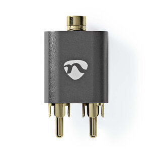 Nedis CATB22255AL Stereo-audioadapter 2x Rca Male 3,5 Mm Female Verguld Recht Aluminium Gunmetal 1 Stuks Cover Window Box Nedis CATB22255AL Stereo-audioadapter 2x Rca Male 3,5 Mm Female Verguld Recht Aluminium Gunmetal 1 Stuks Cover Window Box