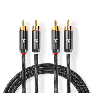 Nedis CATB24200GY50 Stereo-audiokabel 2x Rca Male - 2x Rca Male Gun Metal Grey Gevlochten Kabel Nedis CATB24200GY50 Stereo-audiokabel 2x Rca Male - 2x Rca Male Gun Metal Grey Gevlochten Kabel