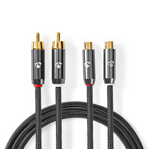 Nedis CATB24205GY50 Stereo-audiokabel 2x Rca Male - 2x Rca Female Gun Metal Grey Gevlochten Kabel Nedis CATB24205GY50 Stereo-audiokabel 2x Rca Male - 2x Rca Female Gun Metal Grey Gevlochten Kabel