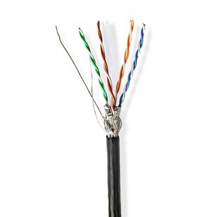 Nedis CCBG8594BK100S Netwerk Kabel Rol Cat6 Solid S/ftp Cca 100.0 M Buitenshuis Rond Pe Zwart Gift Box Nedis CCBG8594BK100S Netwerk Kabel Rol Cat6 Solid S/ftp Cca 100.0 M Buitenshuis Rond Pe Zwart Gift Box