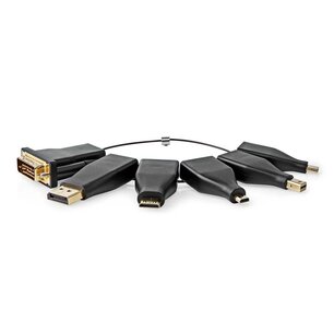 Nedis CCGB34999BK Hdmiâ„¢-adapter Displayport Male / Dvi-d 24+1-pins Male / Hdmiâ„¢ Micro-connector / Hdmiâ„¢ Mini-connector / Mini-displayport Male / Usb-câ„¢ Male Hdmiâ„¢ Female Verguld Recht Pvc Zwart 6 Stuk Nedis CCGB34999BK Hdmiâ„¢-adapter Displayport Male / Dvi-d 24+1-pins Male / Hdmiâ„¢ Micro-connector / Hdmiâ„¢ Mini-connector / Mini-displayport Male / Usb-câ„¢ Male Hdmiâ„¢ Female Verguld Recht Pvc Zwart 6 Stuk
