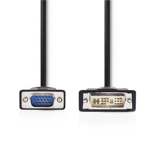 Nedis CCGP32100BK20 Dvi-kabel Dvi-a 12+5-pins Male - Vga Male 2,0 M Zwart Nedis CCGP32100BK20 Dvi-kabel Dvi-a 12+5-pins Male - Vga Male 2,0 M Zwart