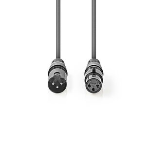 Nedis COTG15010GY100 Gebalanceerde Xlr-audiokabel Xlr 3-pins Male - Xlr 3-pins Female 10 M Grijs Nedis COTG15010GY100 Gebalanceerde Xlr-audiokabel Xlr 3-pins Male - Xlr 3-pins Female 10 M Grijs