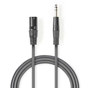 Nedis COTH15100GY15 Gebalanceerde Xlr-audiokabel Xlr 3-pins Male - 6,35 Mm Male 1,5 M Grijs Nedis COTH15100GY15 Gebalanceerde Xlr-audiokabel Xlr 3-pins Male - 6,35 Mm Male 1,5 M Grijs