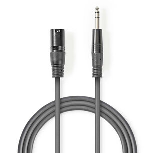 Nedis COTH15100GY50 Gebalanceerde Xlr-audiokabel Xlr 3-pins Male - 6,35 Mm Male 5,0 M Grijs Nedis COTH15100GY50 Gebalanceerde Xlr-audiokabel Xlr 3-pins Male - 6,35 Mm Male 5,0 M Grijs