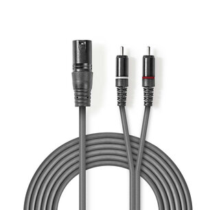 Nedis COTH15200GY30 Xlr-audiokabel Xlr 3-pins Male - 2x Rca Male 3,0 M Grijs Nedis COTH15200GY30 Xlr-audiokabel Xlr 3-pins Male - 2x Rca Male 3,0 M Grijs