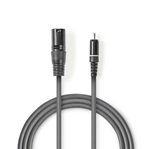 Nedis COTH15205GY30 Xlr-audiokabel Xlr 3-pins Male - Rca Male 3,0 M Grijs Nedis COTH15205GY30 Xlr-audiokabel Xlr 3-pins Male - Rca Male 3,0 M Grijs