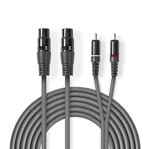 Nedis COTH15230GY15 Xlr-audiokabel 2x Xlr 3-pins Female - 2x Rca Male 1,5 M Grijs Nedis COTH15230GY15 Xlr-audiokabel 2x Xlr 3-pins Female - 2x Rca Male 1,5 M Grijs