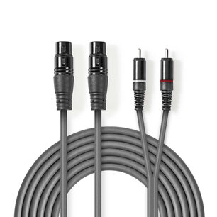 Nedis COTH15230GY30 Xlr-audiokabel 2x Xlr 3-pins Female - 2x Rca Male 3,0 M Grijs Nedis COTH15230GY30 Xlr-audiokabel 2x Xlr 3-pins Female - 2x Rca Male 3,0 M Grijs