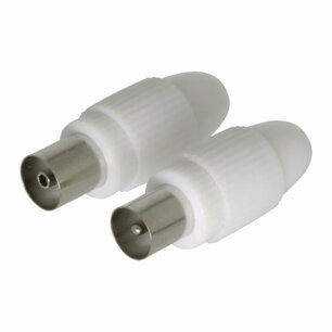 Nedis CSGB40999WT Iec (coax) -connector Male + Female - Recht 2 Stuks Wit Nedis CSGB40999WT Iec (coax) -connector Male + Female - Recht 2 Stuks Wit
