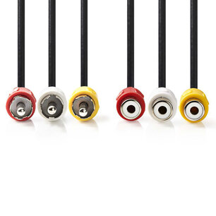 Nedis CVGP24305BK20 Composiet Videokabel 3x Rca Male - 3x Rca Female 2,0 M Zwart Nedis CVGP24305BK20 Composiet Videokabel 3x Rca Male - 3x Rca Female 2,0 M Zwart
