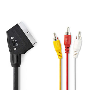 Nedis CVGP31130BK10 Schakelbare Scart-kabel Scart Male - 3x Rca Male 1,0 M Zwart Nedis CVGP31130BK10 Schakelbare Scart-kabel Scart Male - 3x Rca Male 1,0 M Zwart