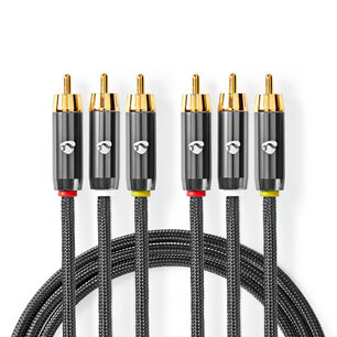 Nedis CVTB24300GY20 Composiet Videokabel 3x Rca Male - 3x Rca Male Gun Metal Grey Gevlochten Kabel Nedis CVTB24300GY20 Composiet Videokabel 3x Rca Male - 3x Rca Male Gun Metal Grey Gevlochten Kabel