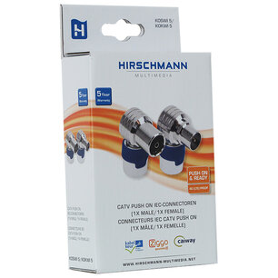 Hirschmann KOKWI-KOSWI-5 Coax Connector Male + Female Wit / Blauw Hirschmann KOKWI-KOSWI-5 Coax Connector Male + Female Wit / Blauw