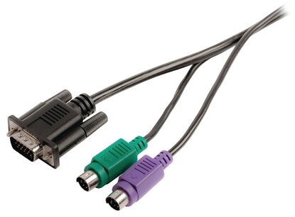 Valueline VLCP59850B20 Kvm Kabel Vga Male - 2x Ps2 Male - Vga Female - 2x Ps2 Male 2,00 M Zwart Valueline VLCP59850B20 Kvm Kabel Vga Male - 2x Ps2 Male - Vga Female - 2x Ps2 Male 2,00 M Zwart