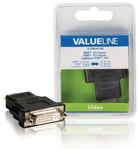 Valueline VLVB34910B Hdmi - Dvi-adapter Hdmi Connector - Dvi Vrouwelijk Zwart Valueline VLVB34910B Hdmi - Dvi-adapter Hdmi Connector - Dvi Vrouwelijk Zwart