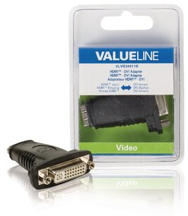 Valueline VLVB34911B Hdmi - Dvi-adapter Hdmi Input - Dvi Vrouwelijk Zwart Valueline VLVB34911B Hdmi - Dvi-adapter Hdmi Input - Dvi Vrouwelijk Zwart